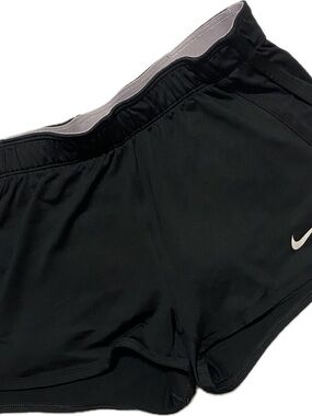 Nike Black Athletic Tennis Shorts with White Swoosh
